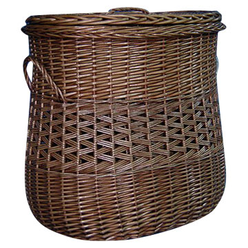 Brown Willow Laundry Basket (S-3)